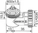 Winkelanschluss für Thermostatköpfe und Stellantriebe, gefertigt von IMI Hydronic Engineering, mit einem Anschluss mit metrischen Abmessungen.